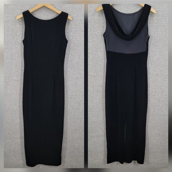 SCOTT McCLINTOCK BLACK VELVET LONG DRESS, SIZE 8 - Picture 3 of 7